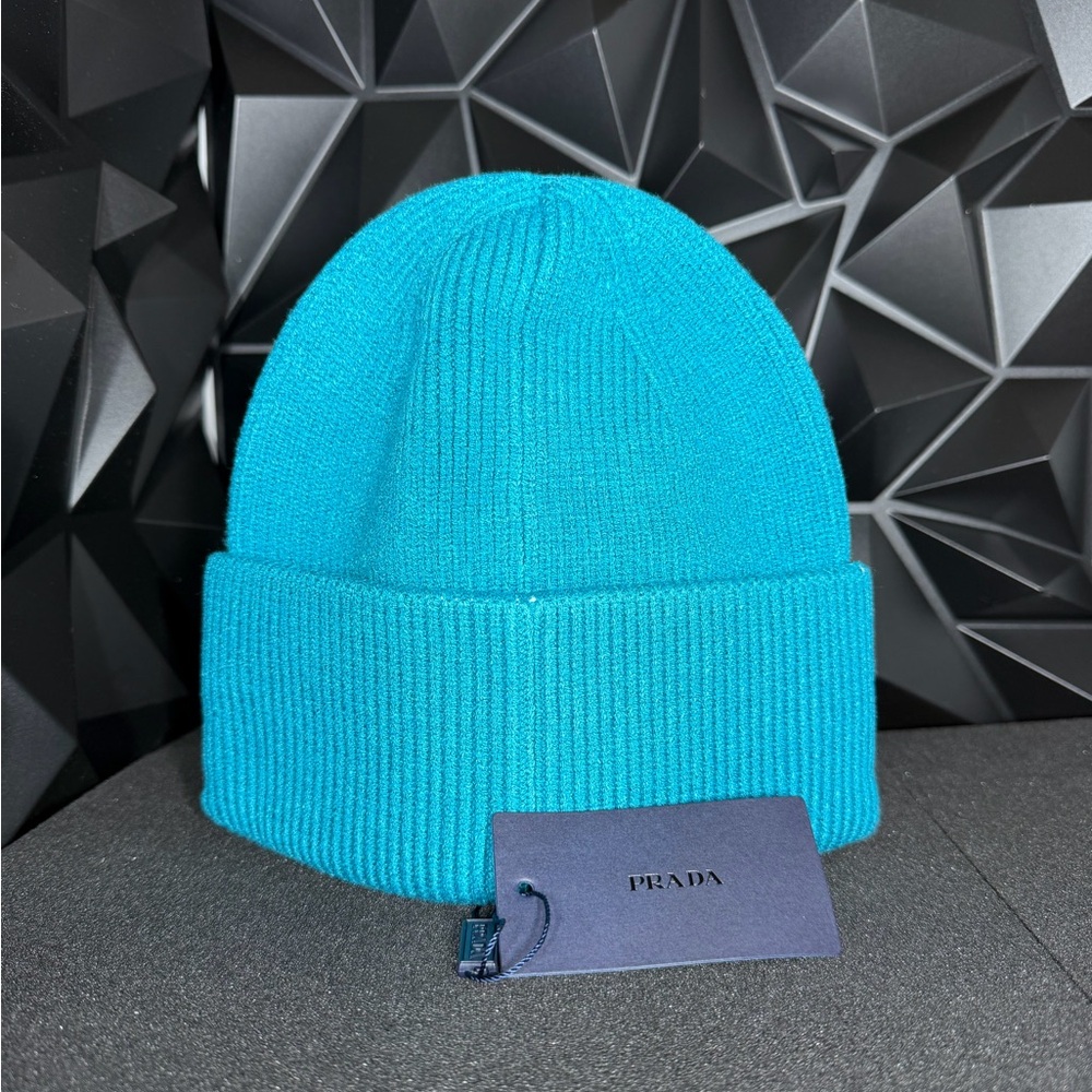 Prada Teal Ribbed Beanie - Picture 5 of 6